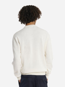 Maglia girocollo in lana merinos e cashmere Bianca