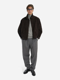 Pantalone wide loose fit in flanella stretch grigio