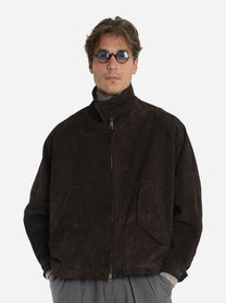 Giacca oversize marrone in vitellino velour