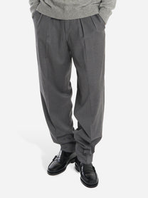 Pantalone wide loose fit in flanella stretch grigio