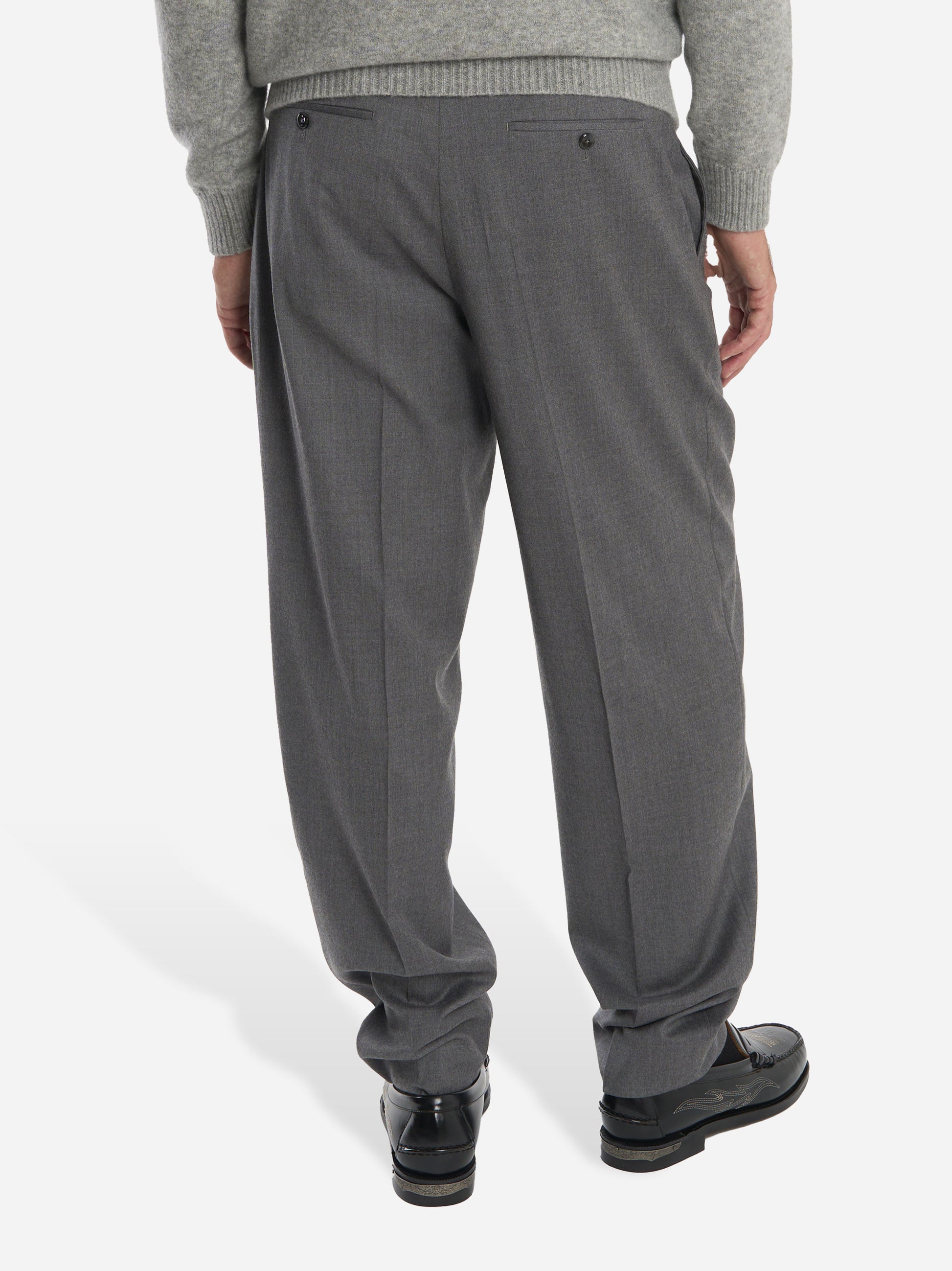 Pantalone wide loose fit in flanella stretch grigio