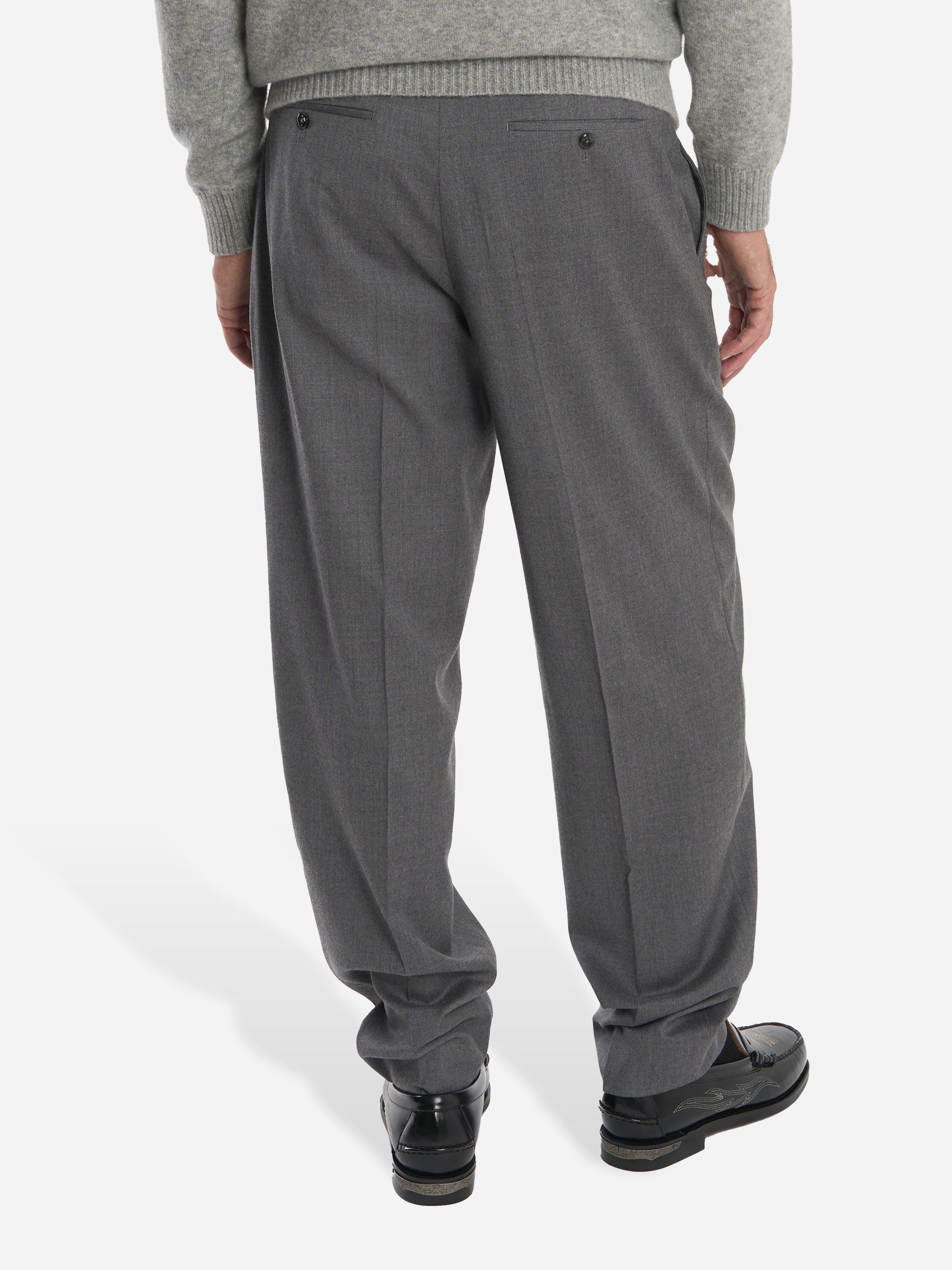 Pantalone wide loose fit in flanella stretch grigio