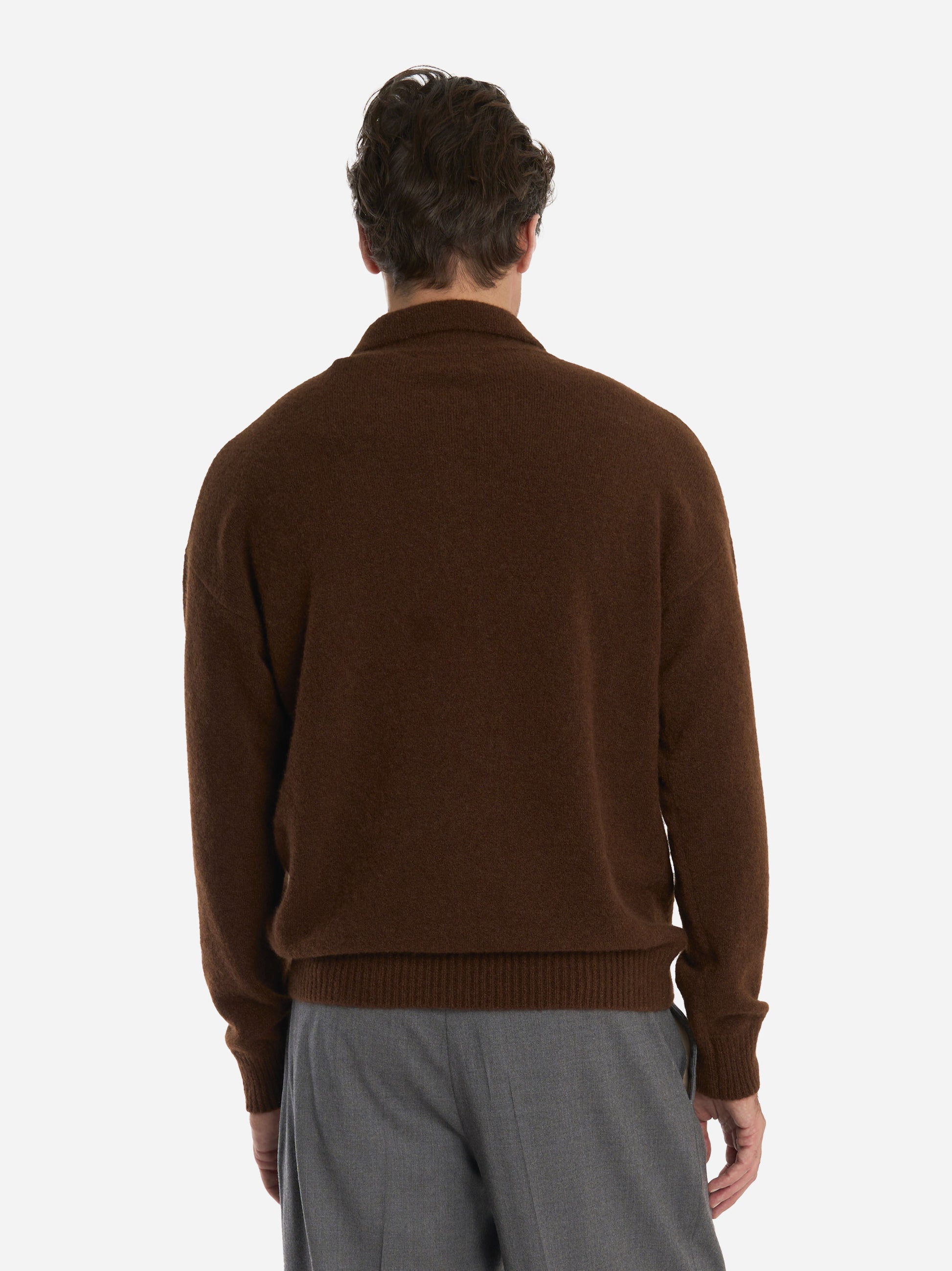 Polo manica lunga in cashmere e seta Marrone