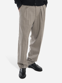 Pantalone wide loose fit fresco lana stretch beige