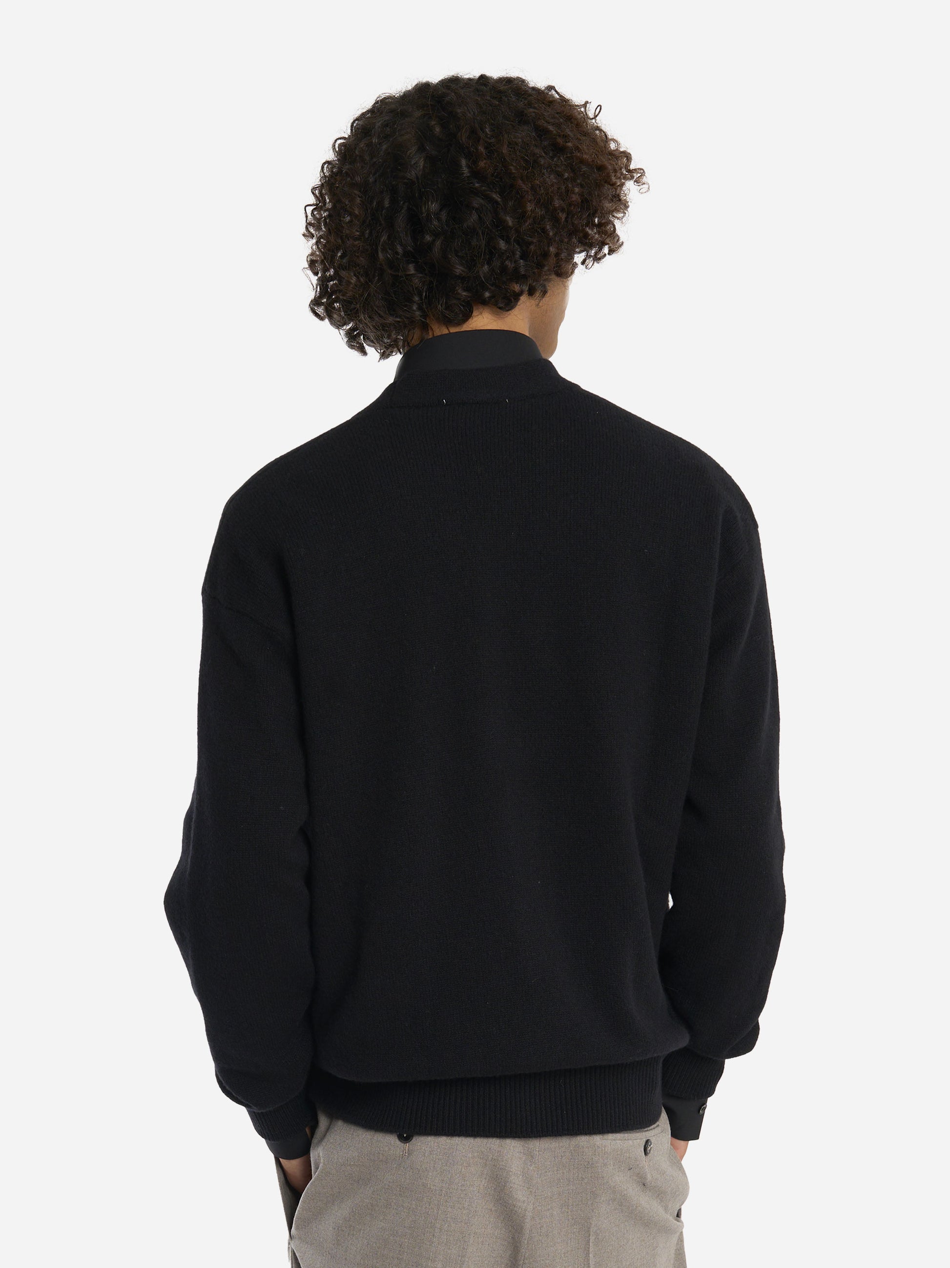 Cardigan in lana merinos e cashmere Nero