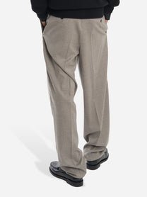 Pantalone wide loose fit fresco lana stretch beige