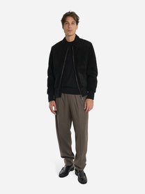 Pantalone beige wide loose fit in flanella stretch