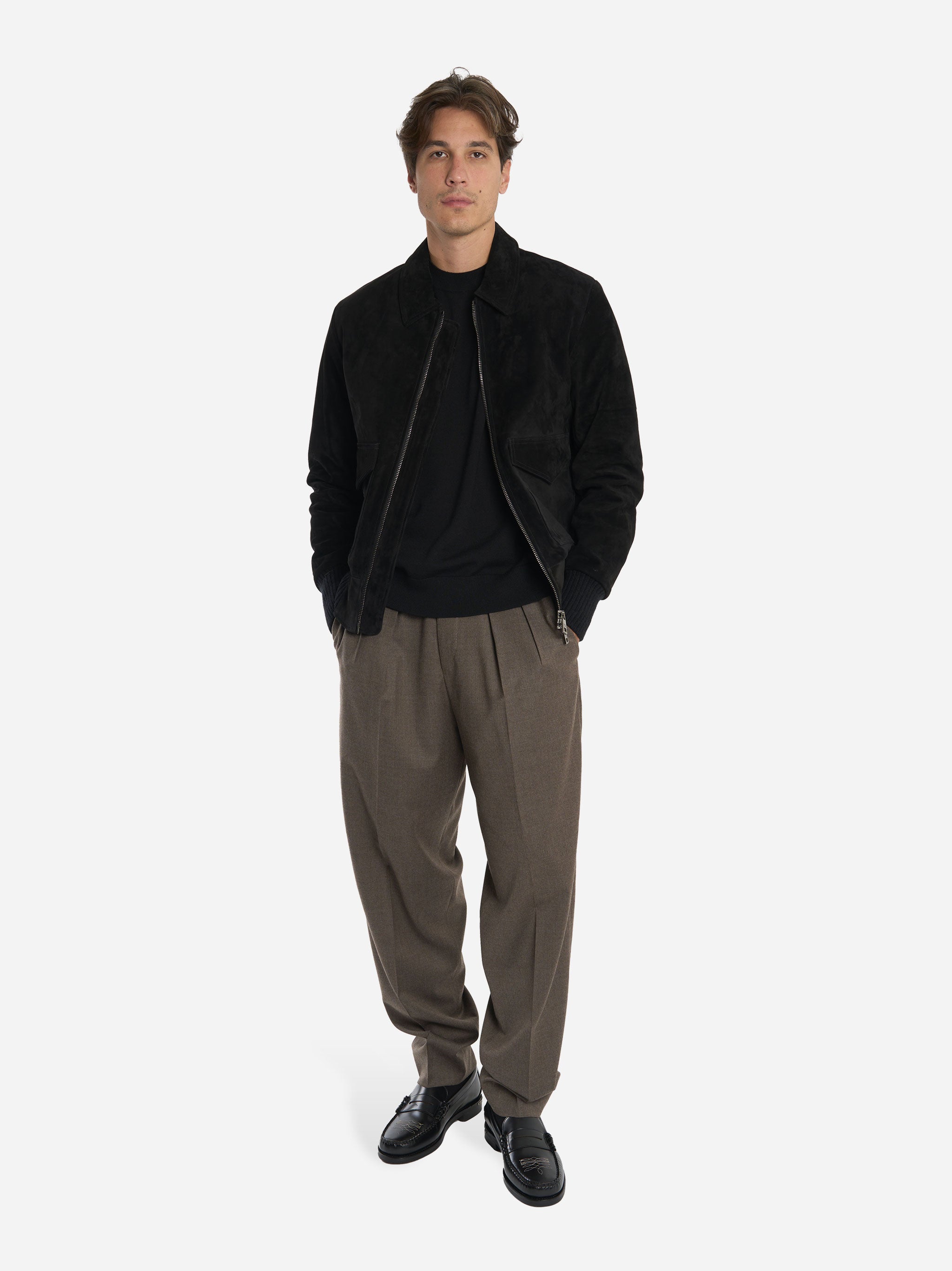 Maglia manica corta in lana merinos e cashmere Nera