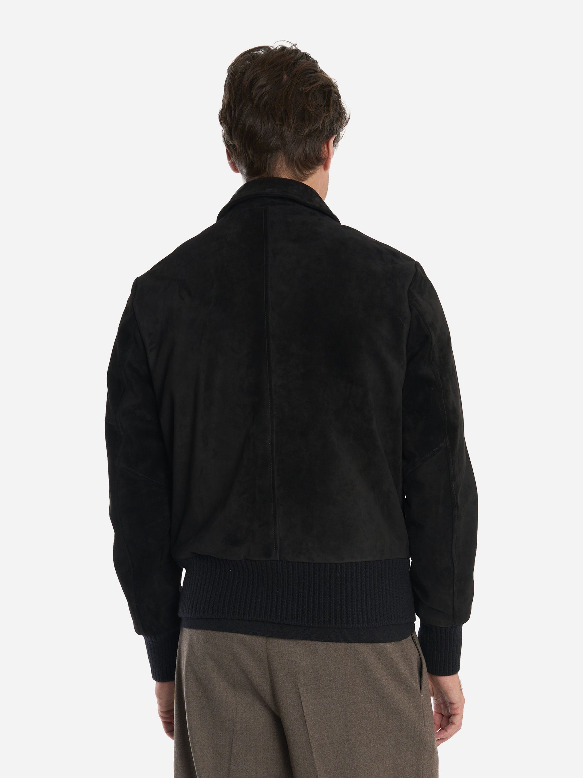 Giacca aviatore nera in vitellino velour