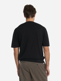 Maglia manica corta in lana merinos e cashmere Nera