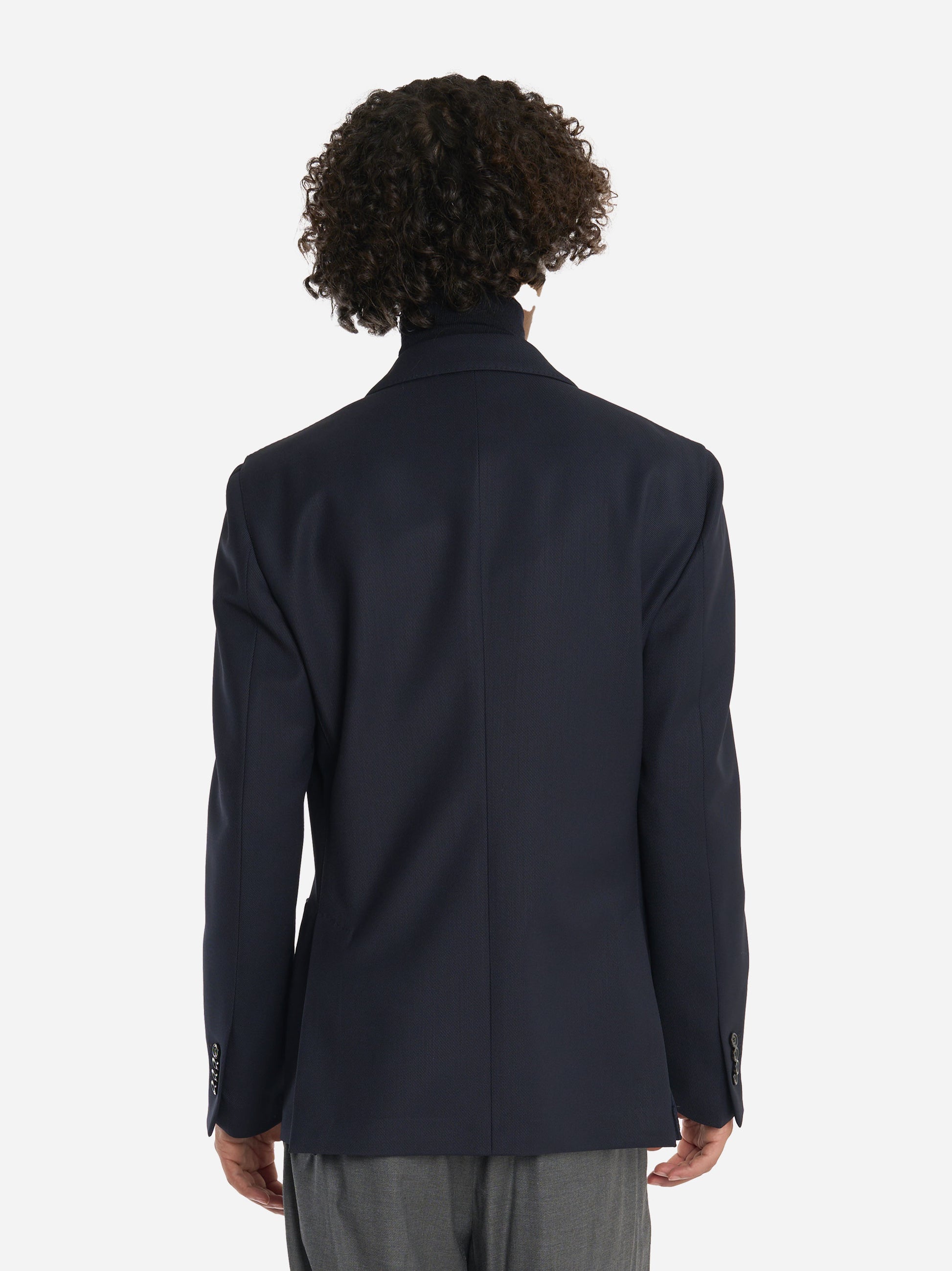 Blazer monopetto con rever a lancia Blu