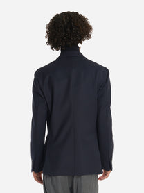 Blazer monopetto con rever a lancia Blu