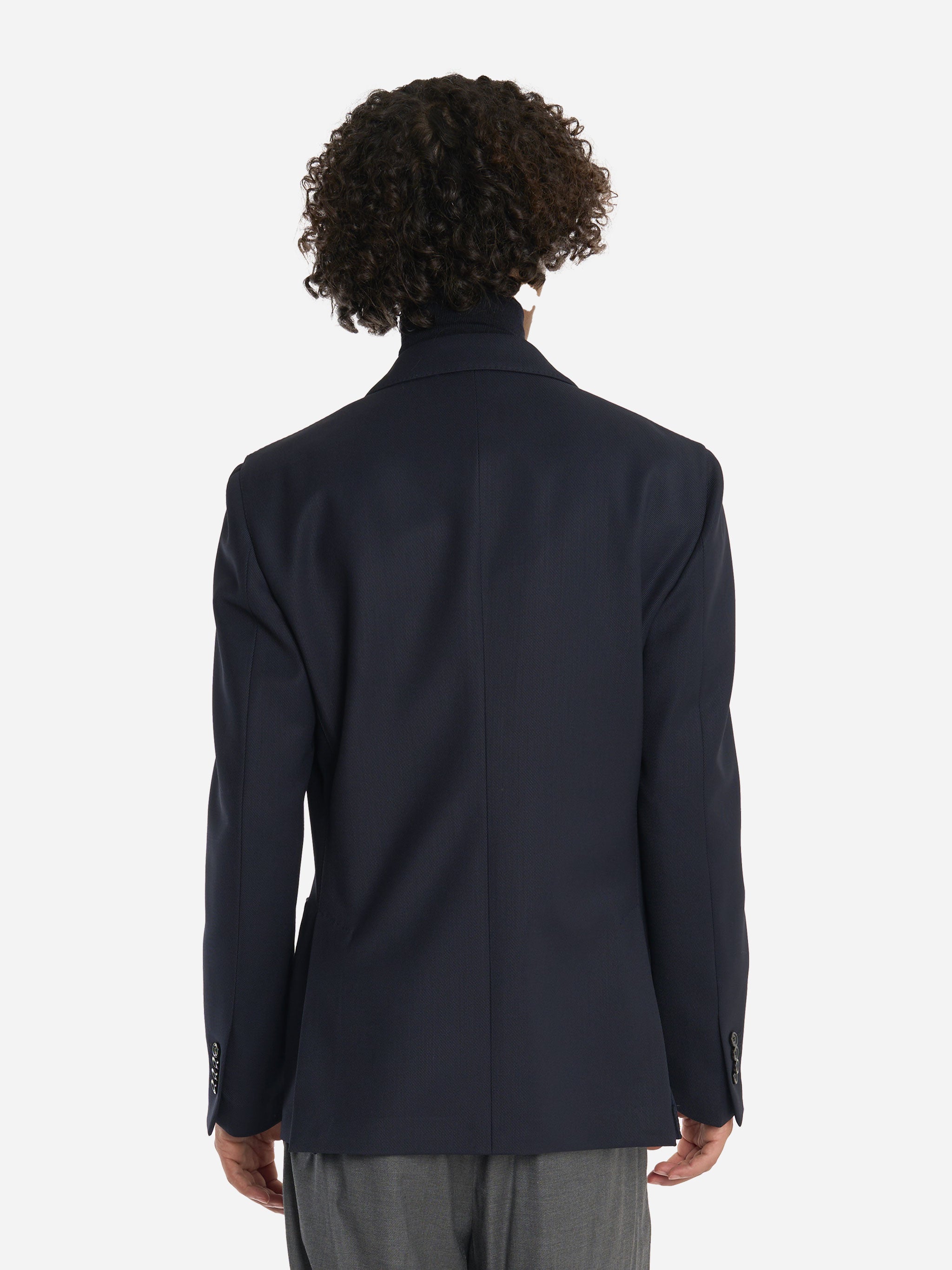 Blazer monopetto con rever a lancia Blu