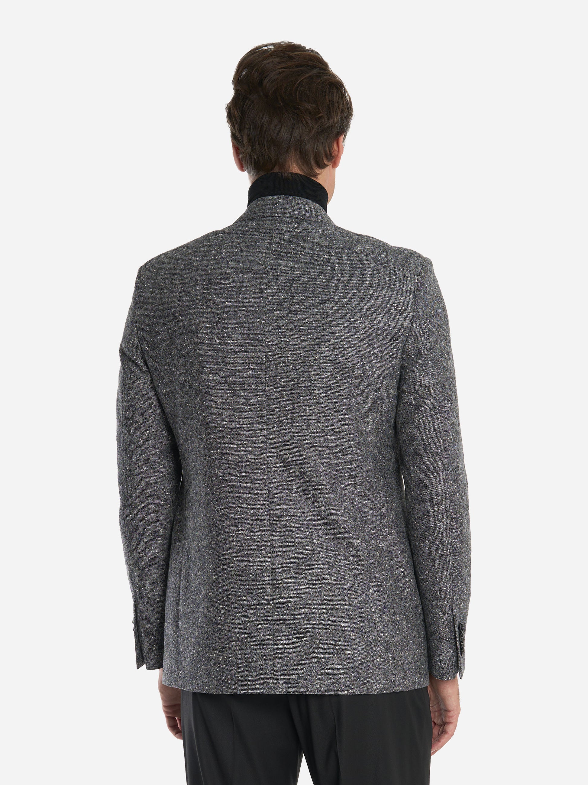 Blazer doppiopetto quattro bottoni in donegal grigio