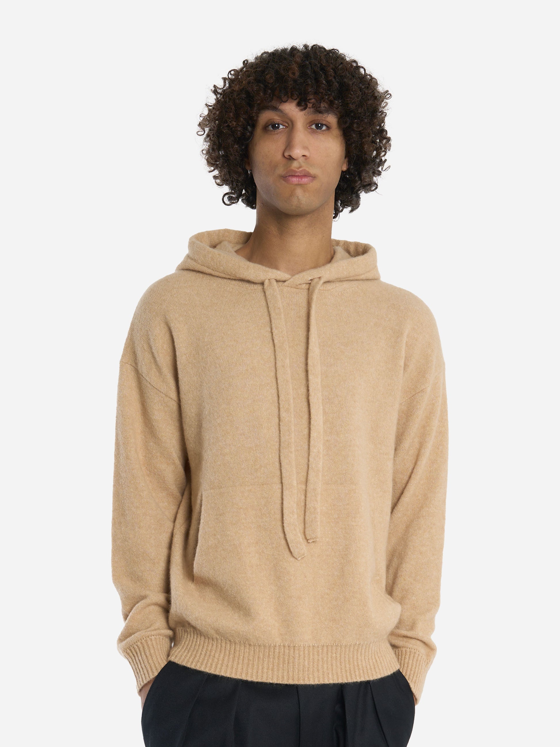Hoodie in cashmere e seta Beige