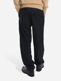 Pantalone nero wide loose fit in flanella stretch