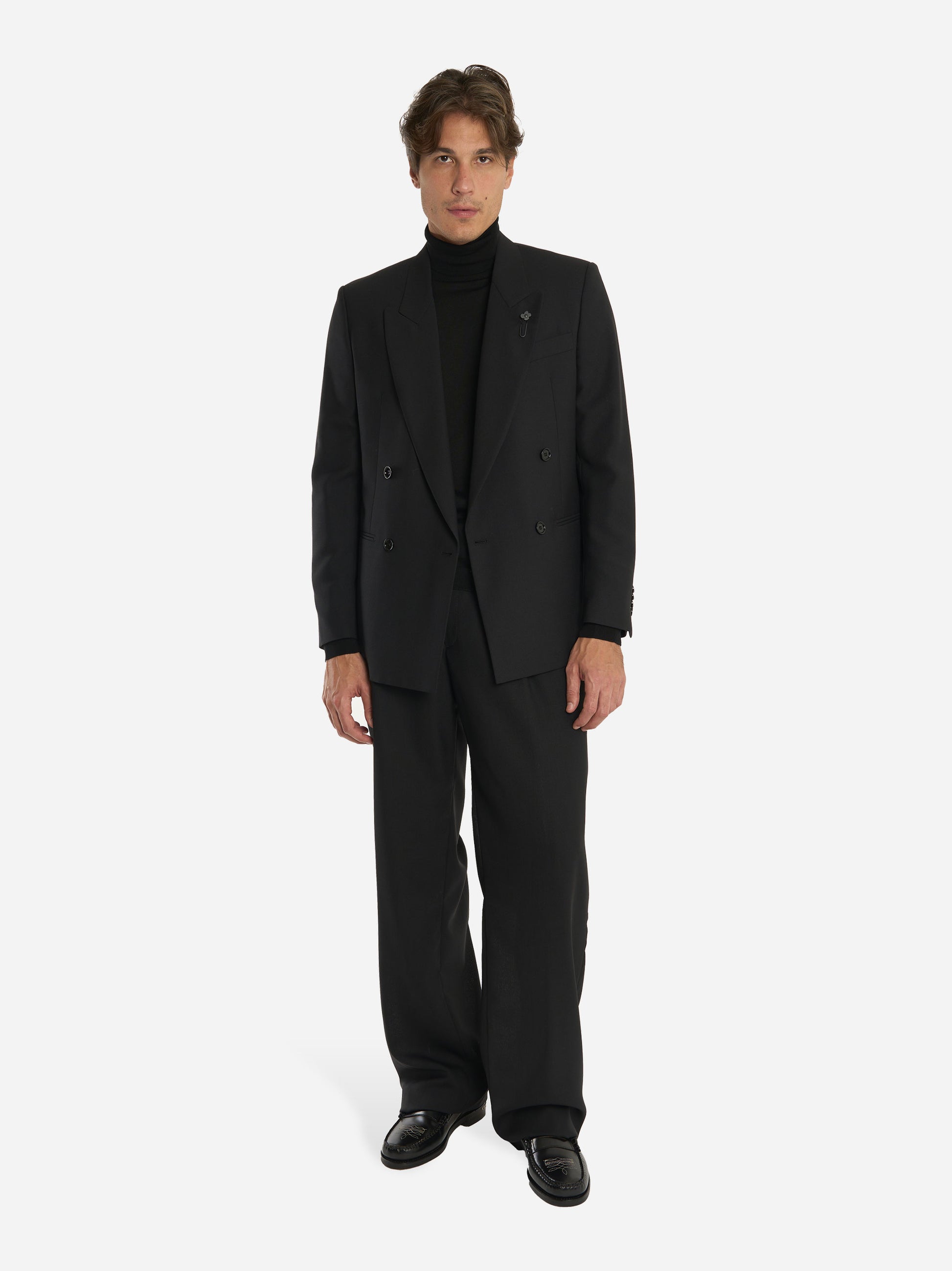 Blazer doppiopetto quattro bottoni in lana nero