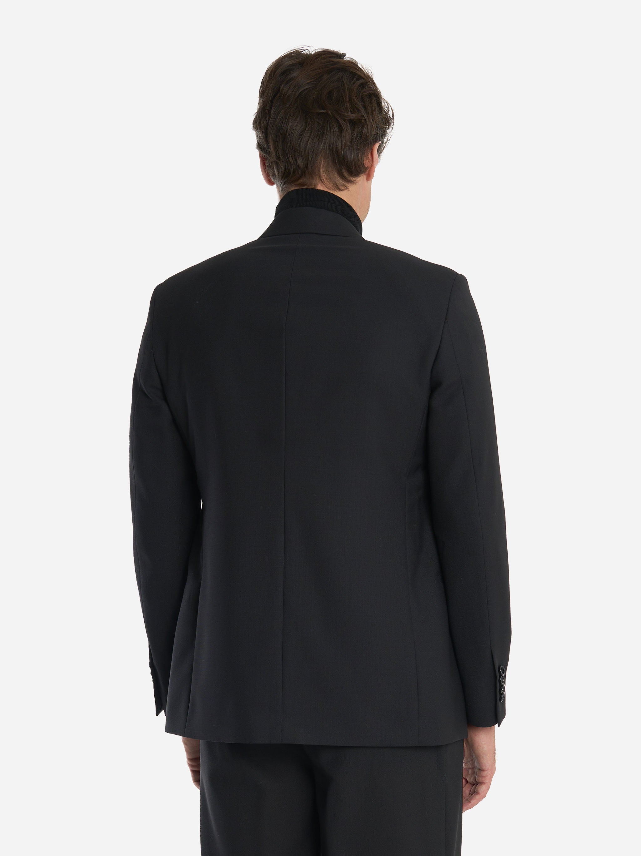 Blazer doppiopetto quattro bottoni in lana nero