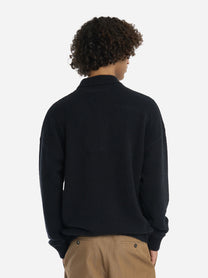 Polo manica lunga in cashmere e seta Nera