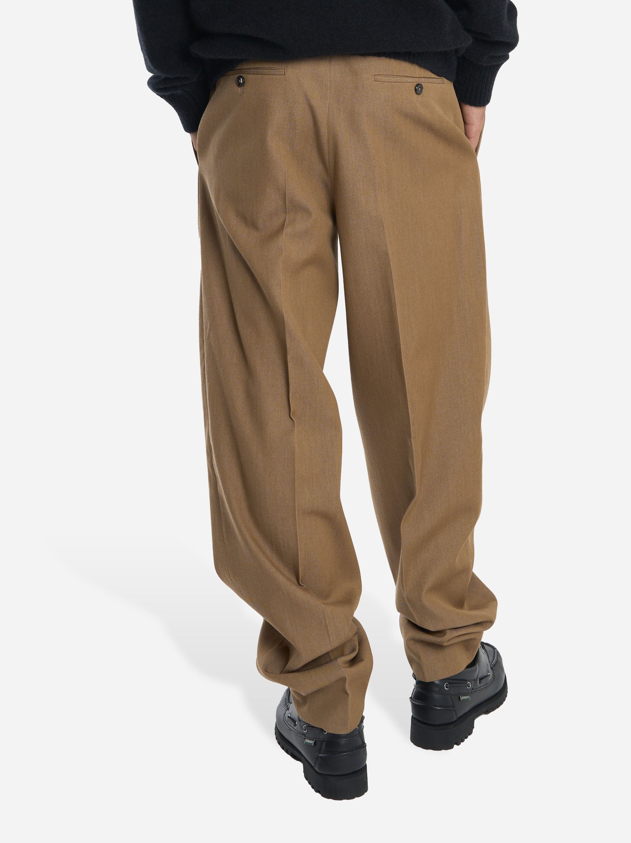 Pantalone Wide loose fit in lana e cotone Beige