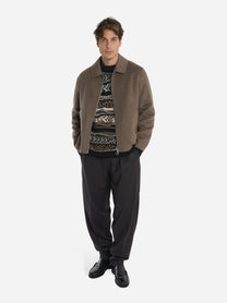 Giacca con zip centrale in double di lana Grigia