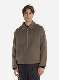 Giacca con zip centrale in double di lana Grigia