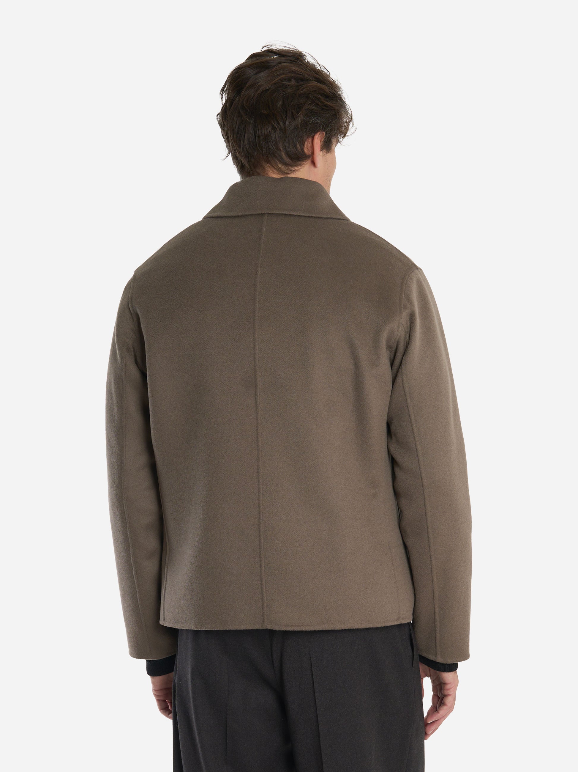 Giacca con zip centrale in double di lana Grigia