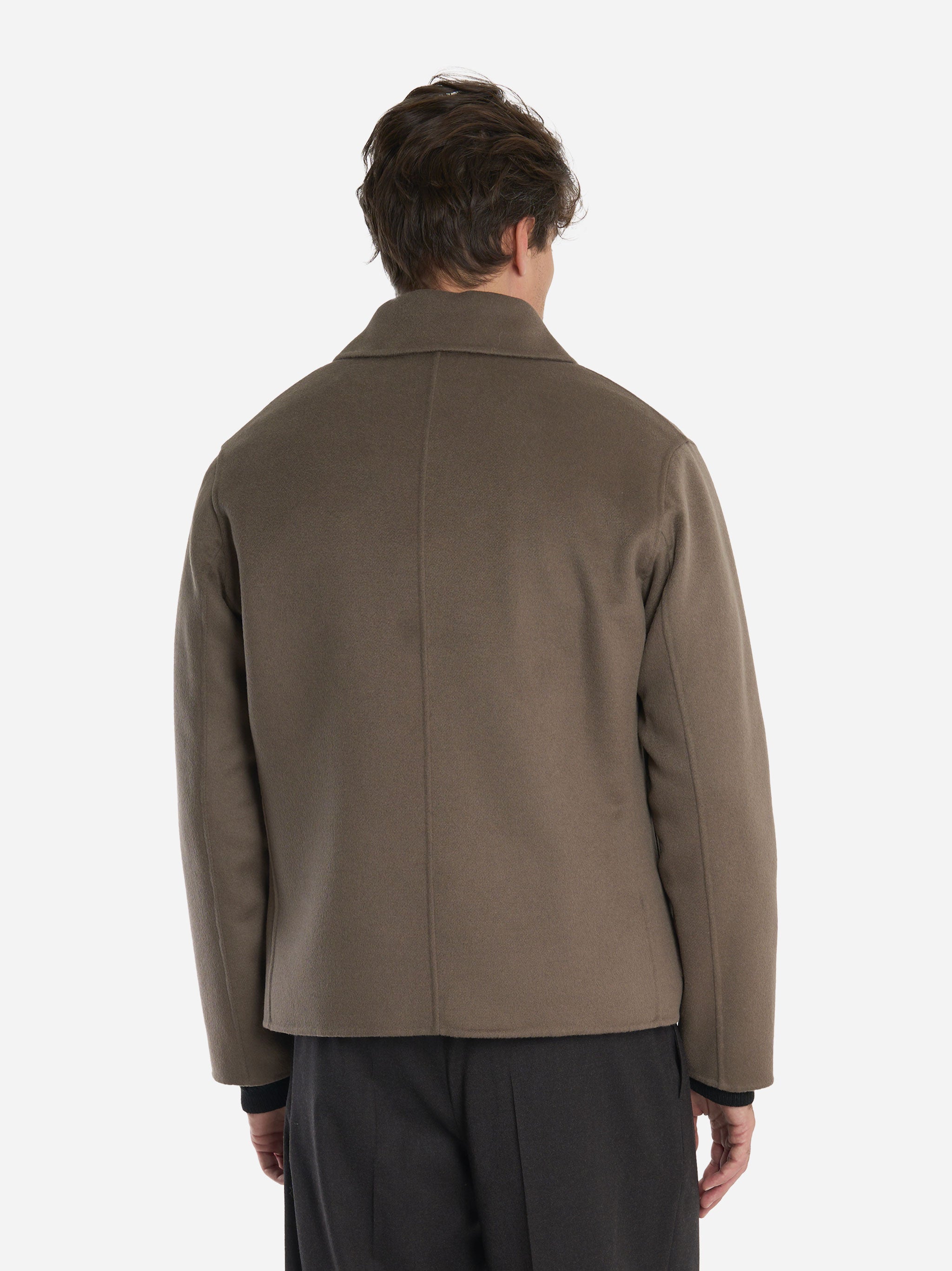 Giacca con zip centrale in double di lana Grigia