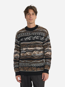 Maglia girocollo con lavorazione jaquard Beige