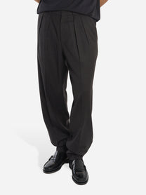 Pantalone marrone wide loose fit in flanella stretch