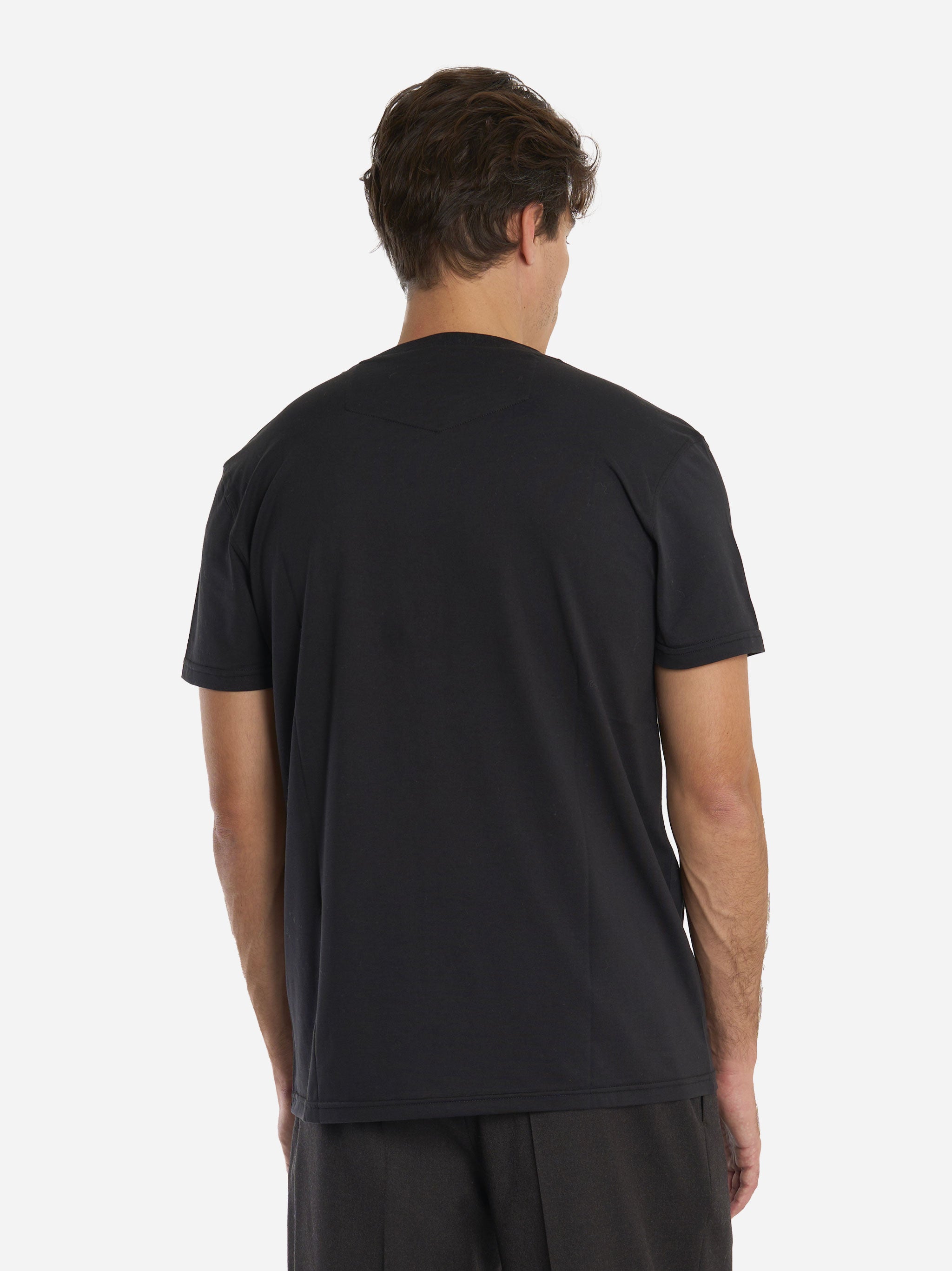 T-shirt girocollo in cotone e seta Nera