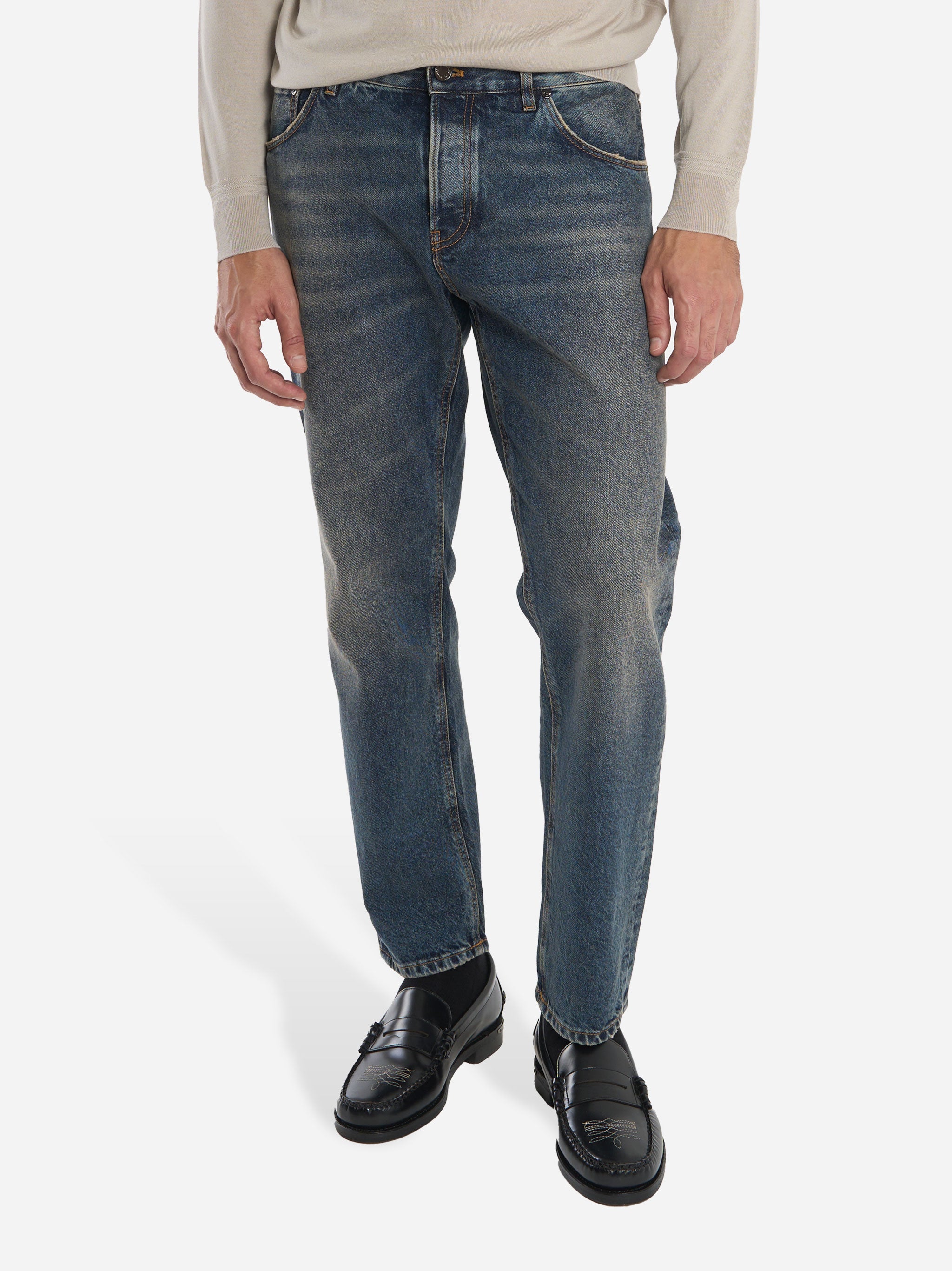 Jeans Carrot Fit Rebel in denim fermo blu