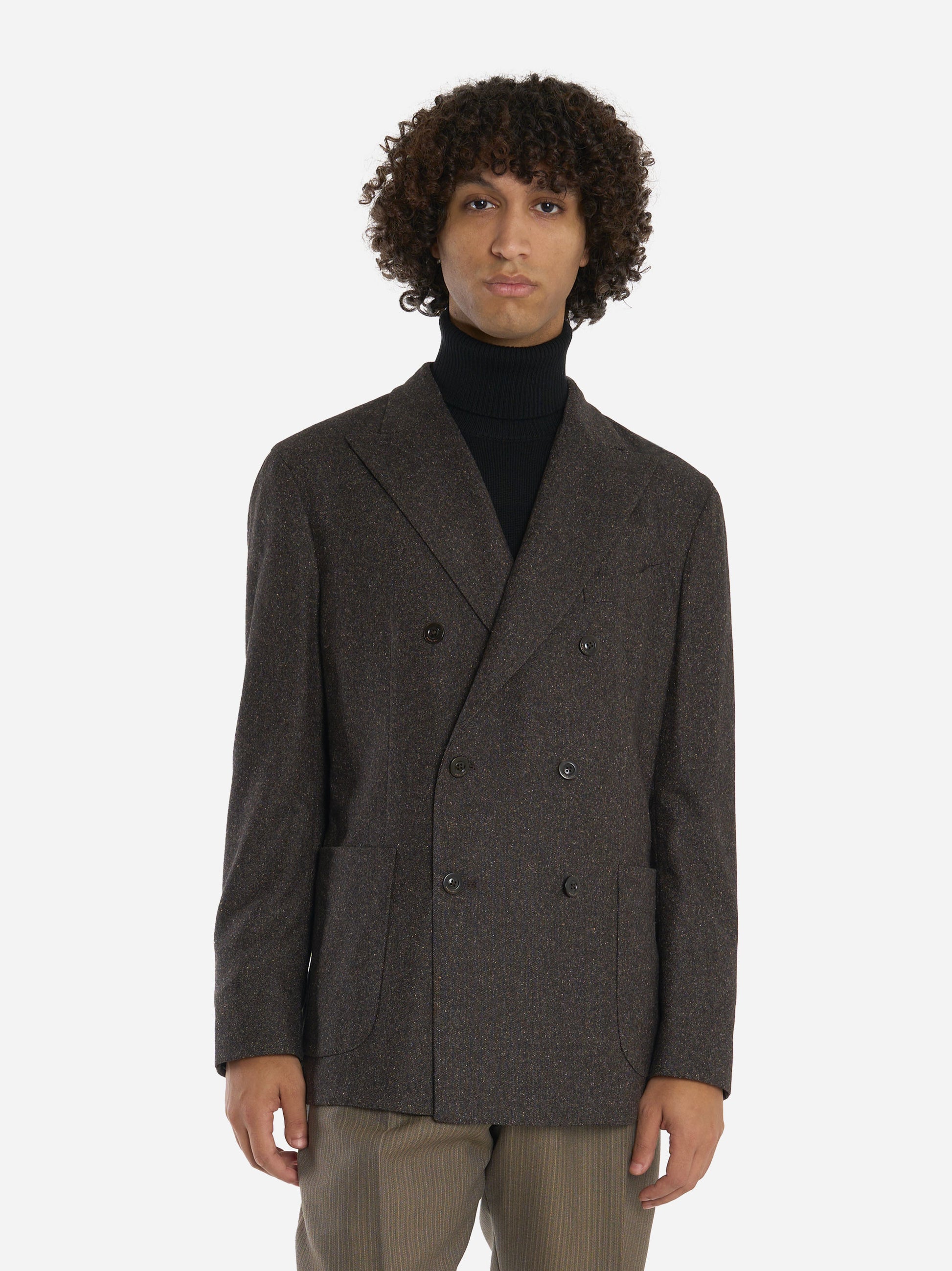 Blazer doppiopetto in donegal Marrone