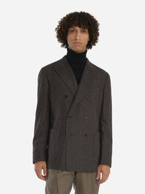 Blazer doppiopetto in donegal Marrone