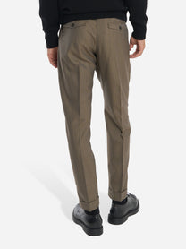 Pantalone Rebel carrot fit in lana con motivo gessato beige