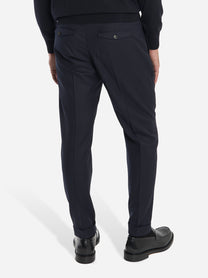 Pantalone Rebel carrot fit in lana stretch Blu
