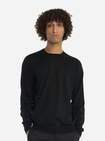 Maglia girocollo in lana finezza 16 Nera