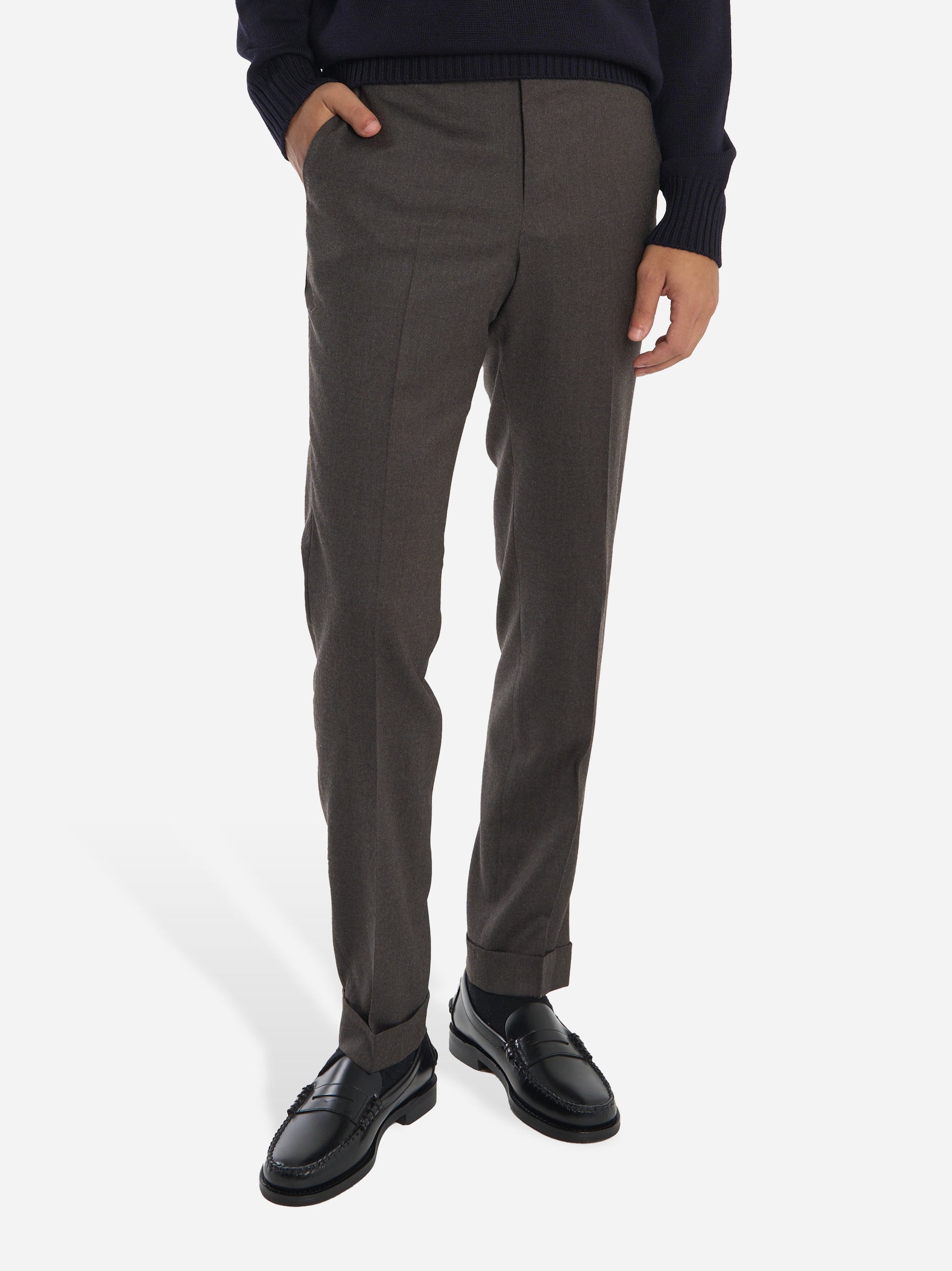 Pantalone Master slim fit in lana stretch Marrone