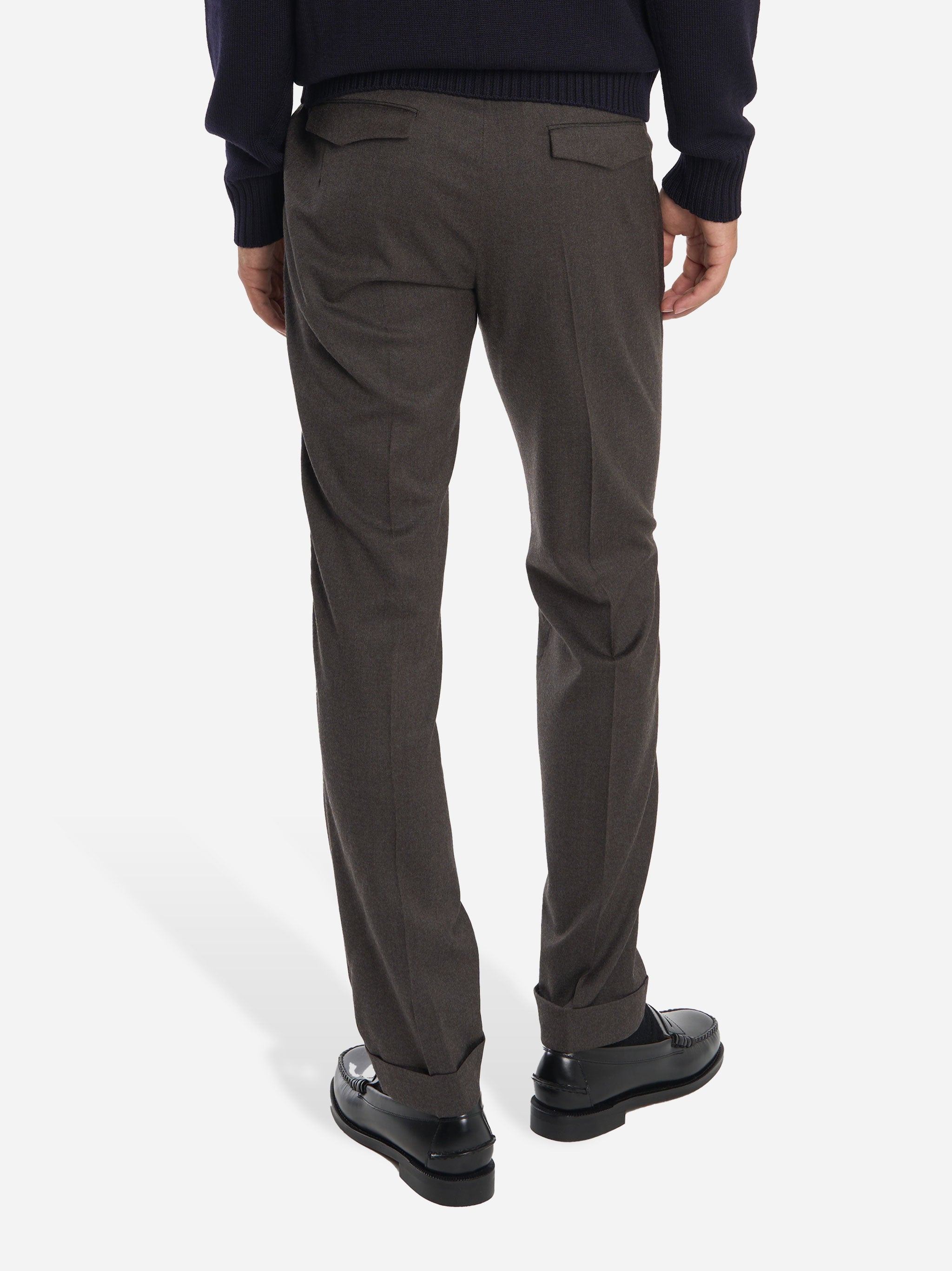 Pantalone Master slim fit in lana stretch Marrone