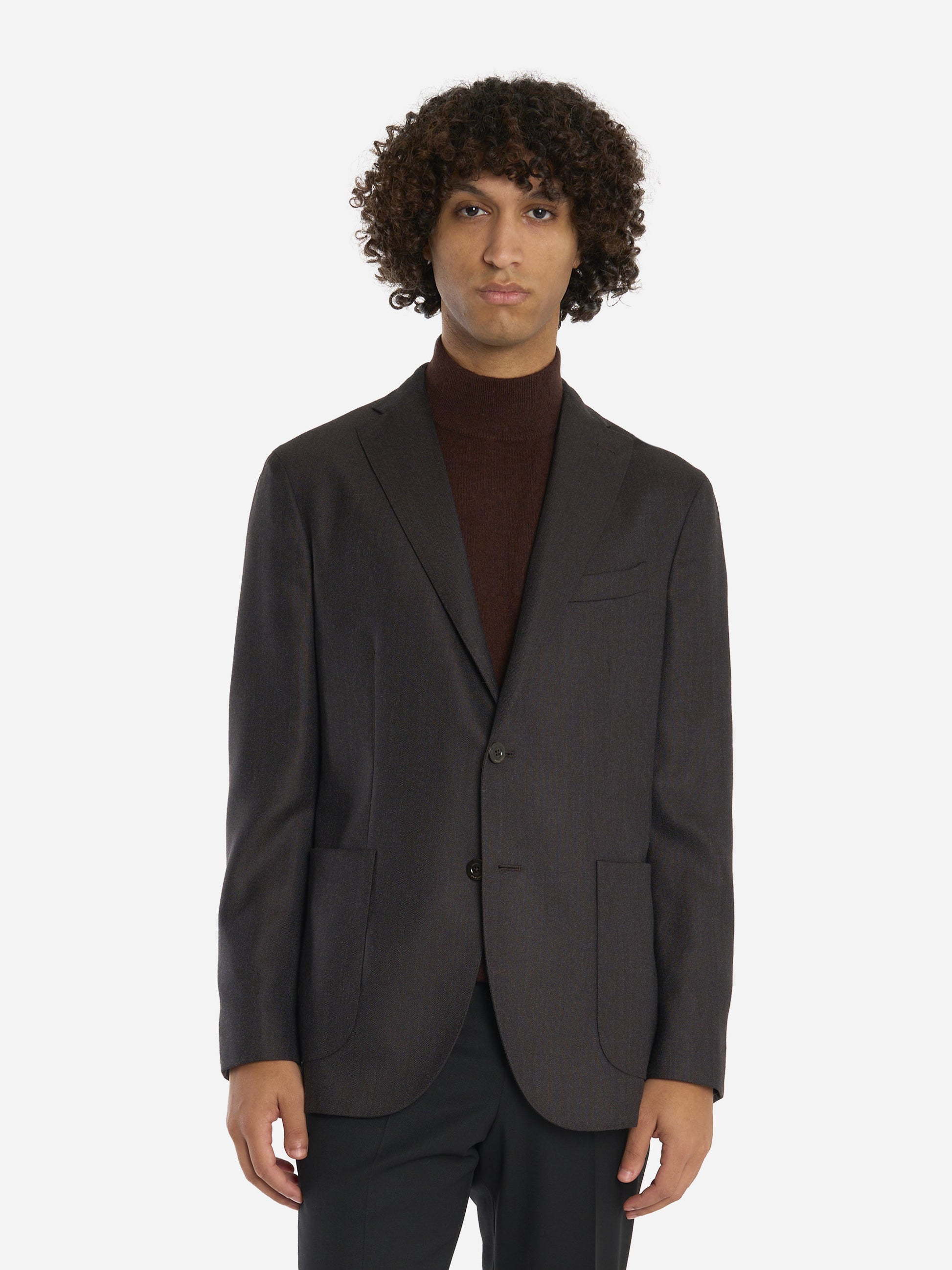 Blazer monopetto in lana Marrone