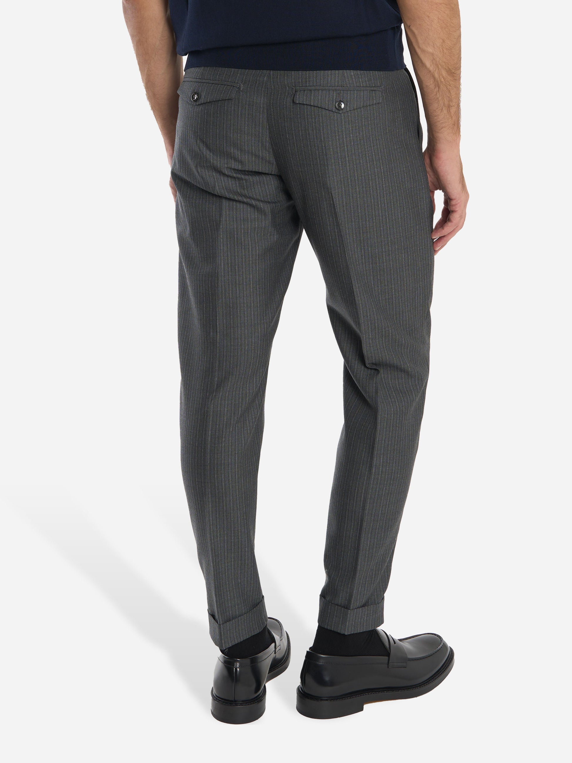 Pantalone Rebel carrot fit in lana con motivo gessato Grigio