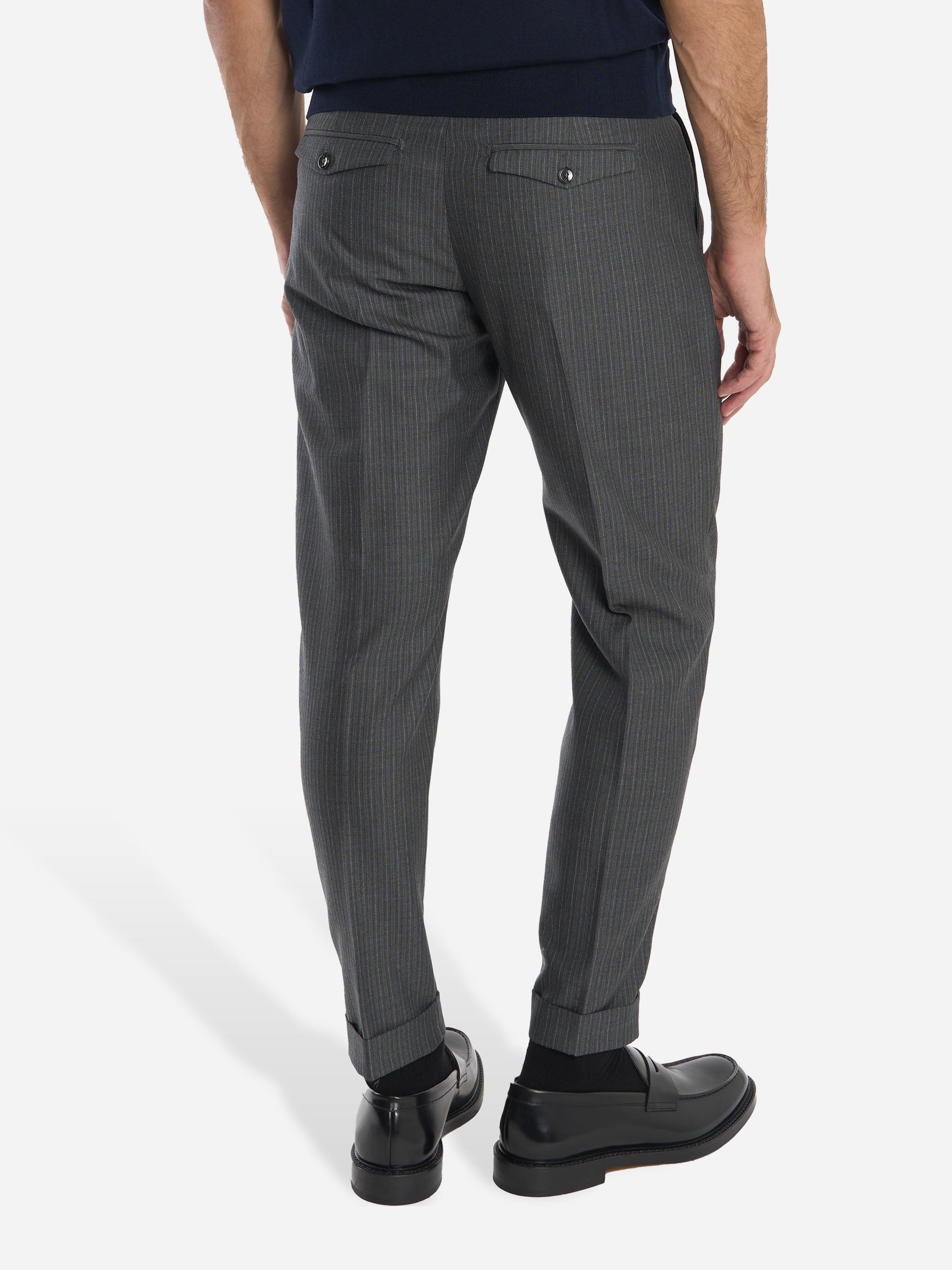 Pantalone Rebel carrot fit in lana con motivo gessato Grigio