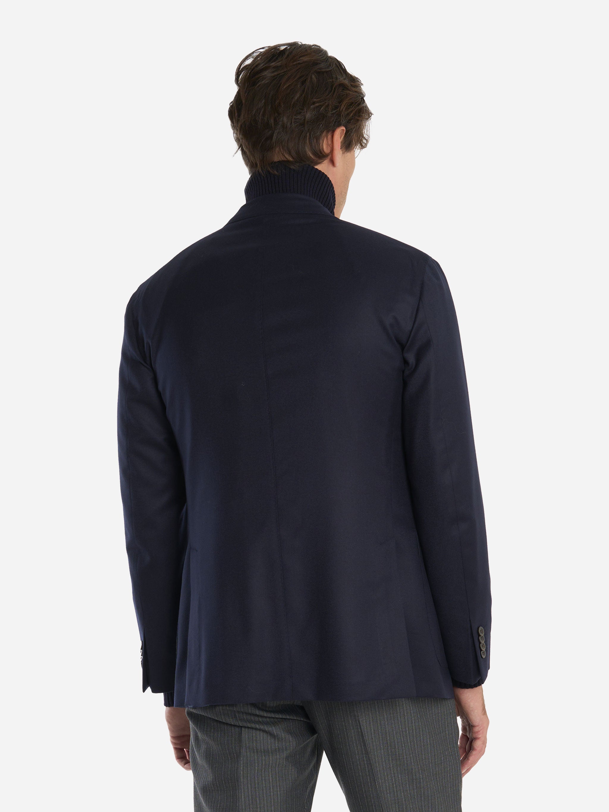 Blazer doppiopetto in lana e seta Blu