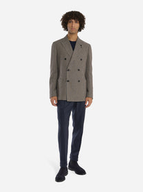 Blazer doppiopetto con motivo check beige