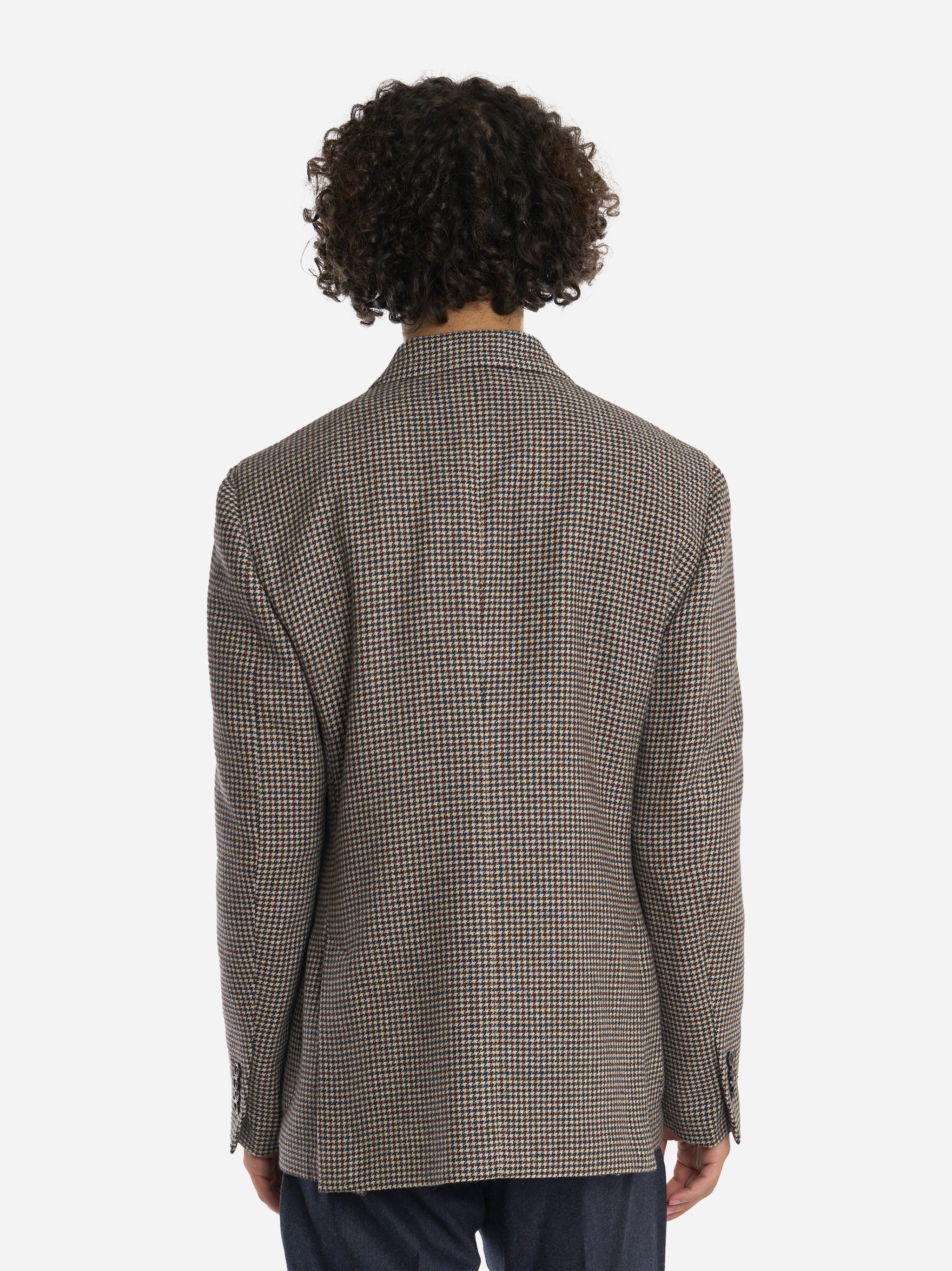 Blazer doppiopetto con motivo check beige