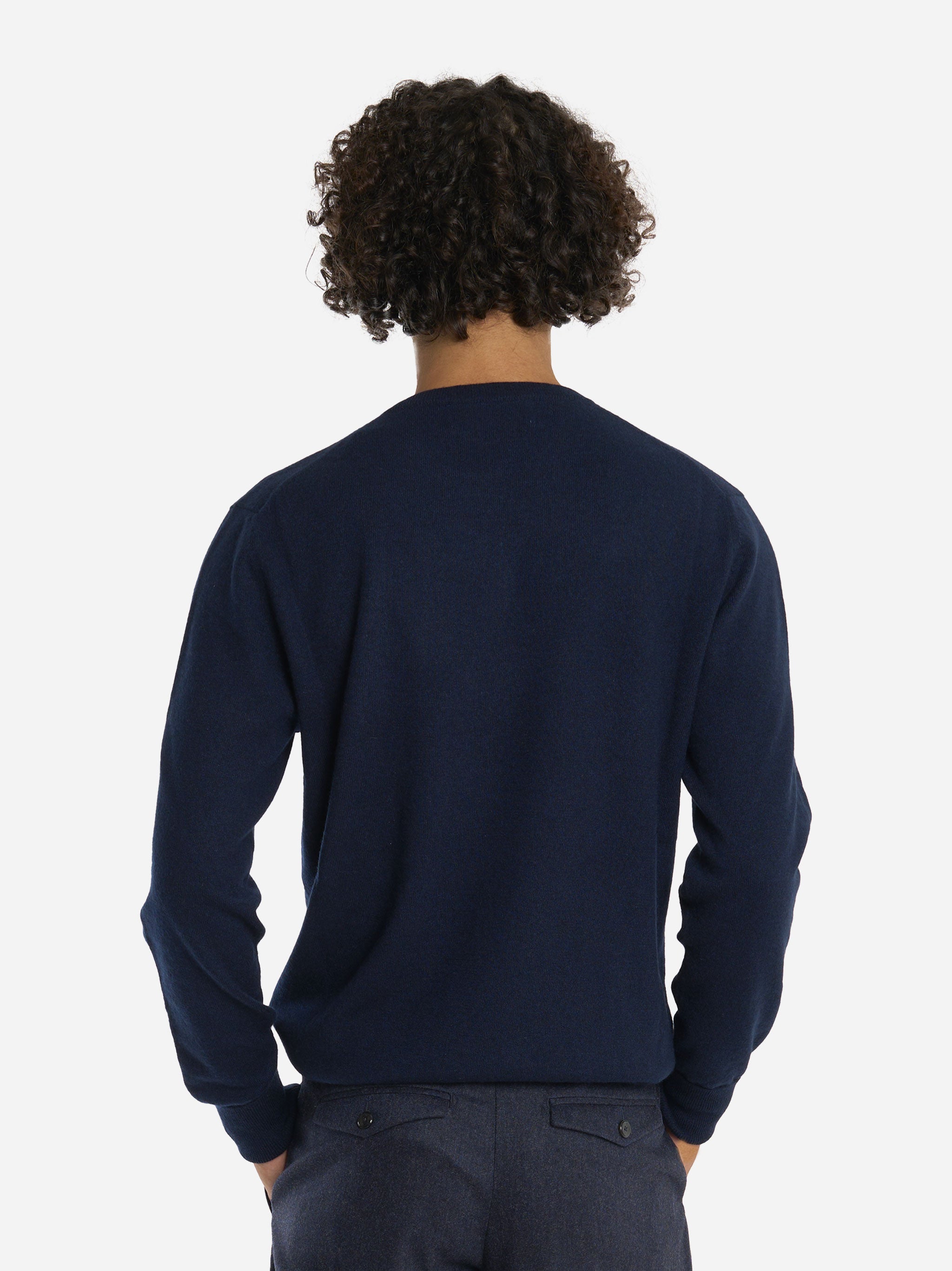 Maglia girocollo in cashmere blu