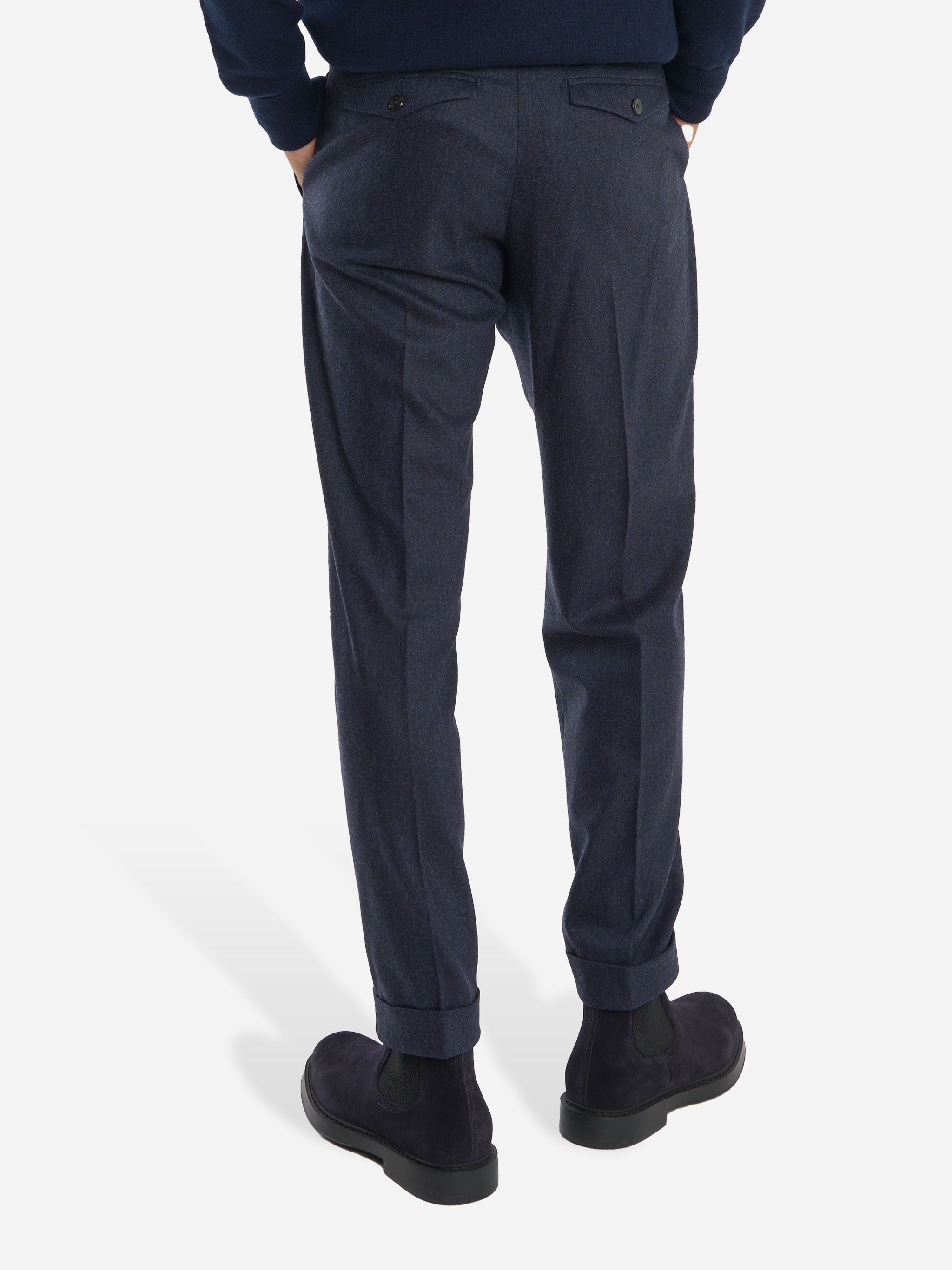 Pantalone Rebel con una pince in flanella Blu