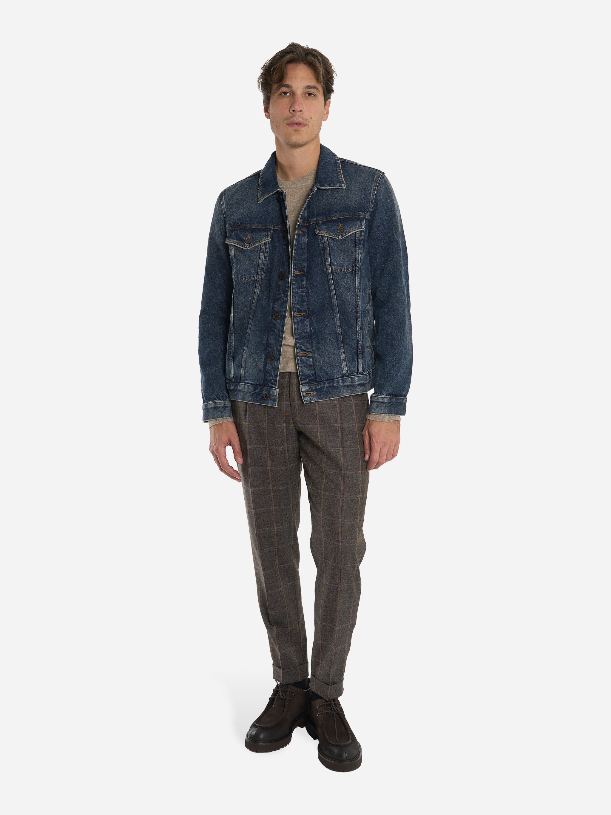 Maglia girocollo in cashmere beige