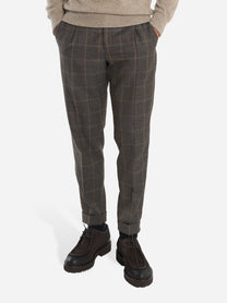 Pantalone Rebel carrot fit con motivo check Marrone