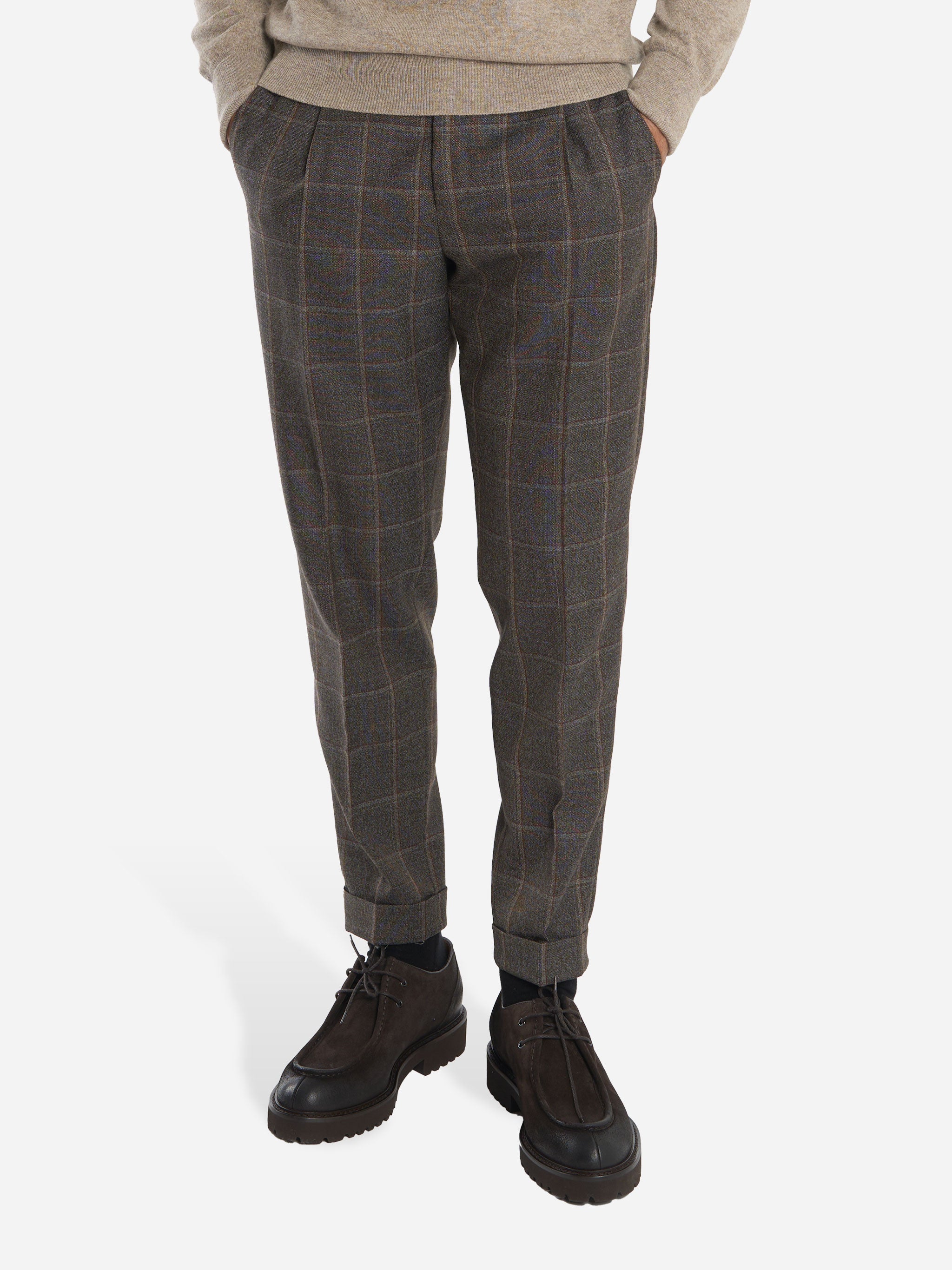 Pantalone Rebel carrot fit con motivo check Marrone